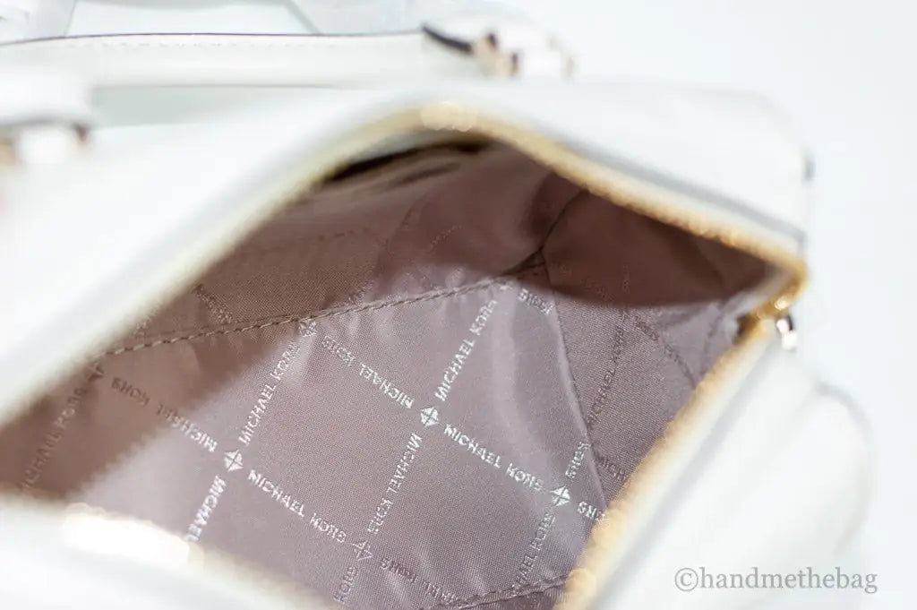 Michael Kors Travel XS Light Cream Signature PVC Duffle Crossbody Handbag