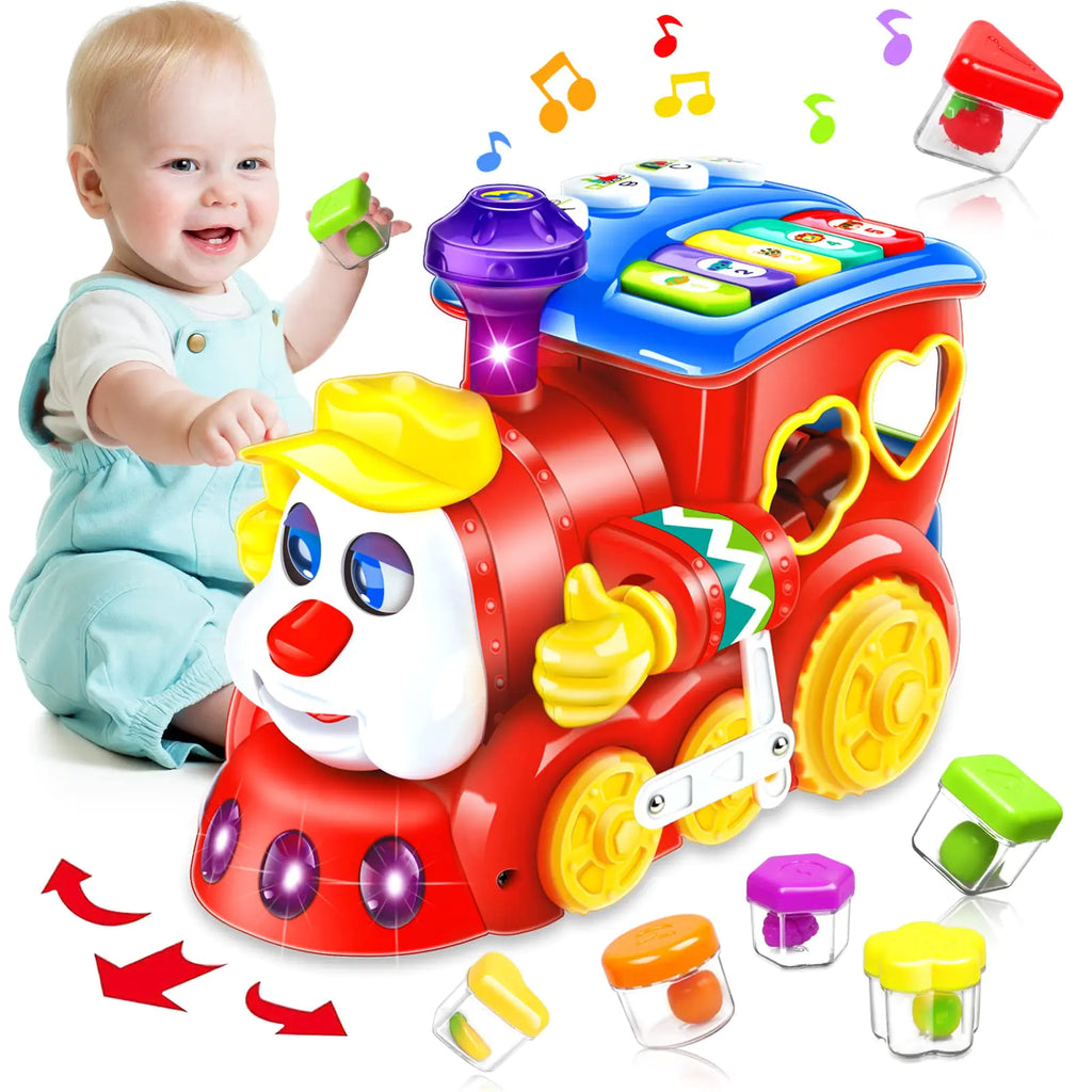 Juguetes para Bebés de 1 Año Niño Niña Regalo Musical Tren Juguetes para Bebés de 6-12 12-18 Meses Aprendizaje Educativo Temprano Juguetes Montessori para Niños con Bloques/Luz Regalos de Cumpleaños Navidad para 1 2 3 Años